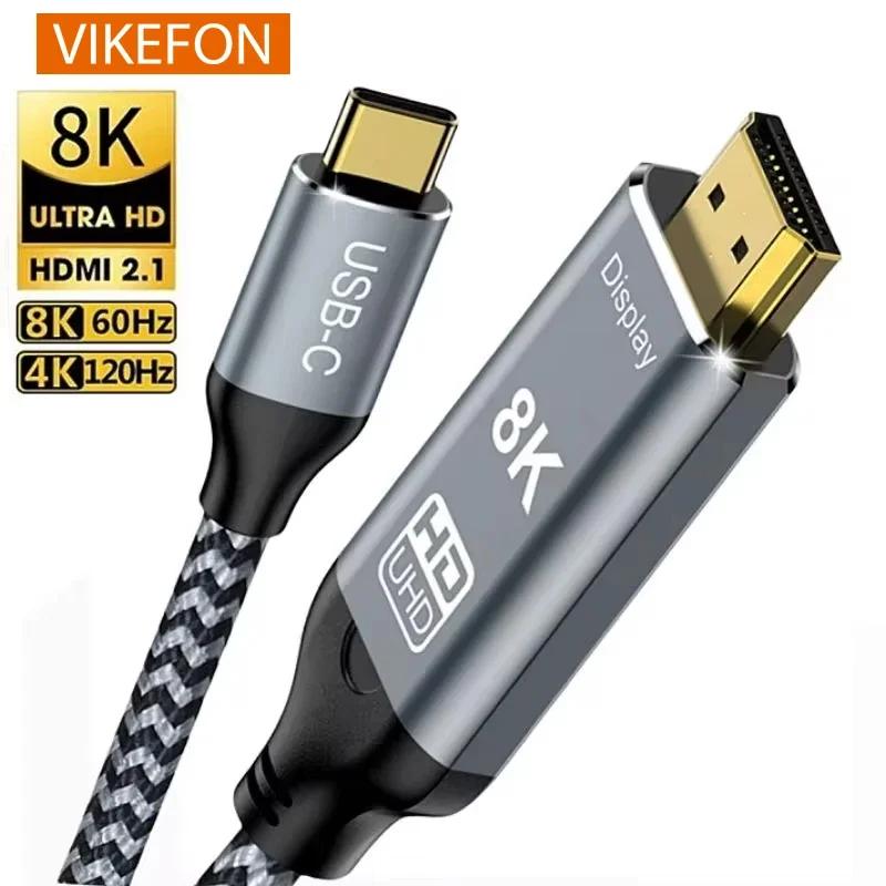 VIKEFON USB C to HDMI ̺,  15, ƺ, ȭ Ʈ 30 , 8K, 4K, C Ÿ to HDMI 2.1, Ʈ 3, 4  8K60Hz, 4K120Hz